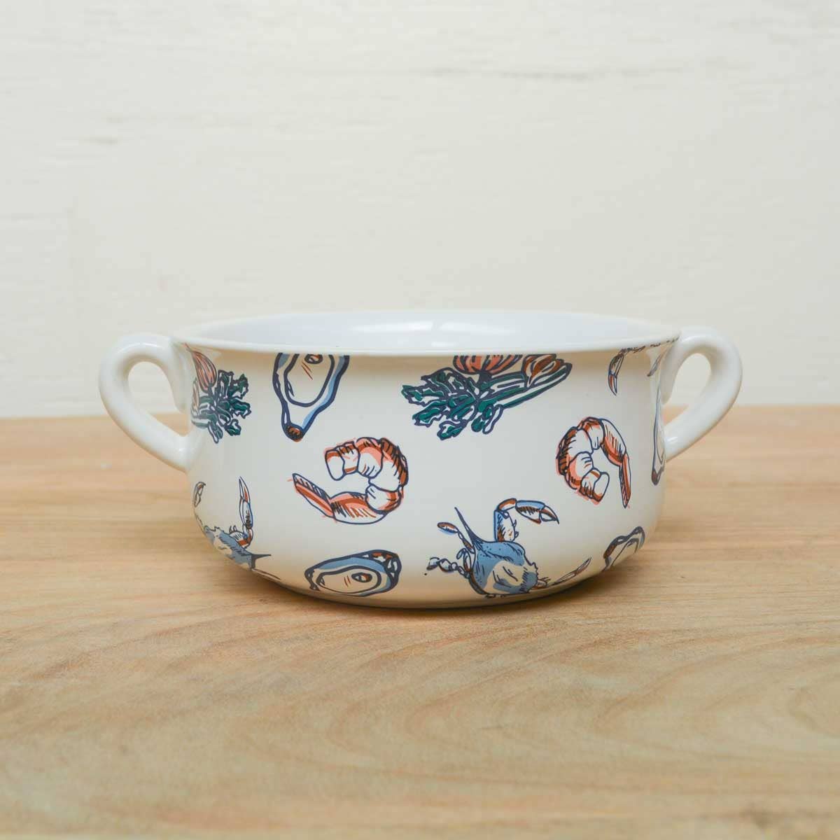 Louisiana Love Double Handle Bowl White/Multi 7x2.75x5.5