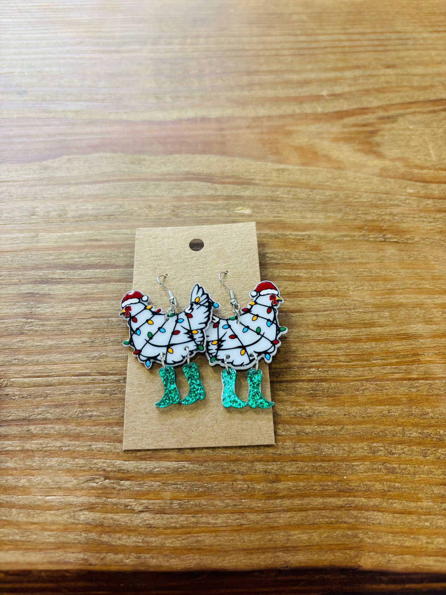 Chicken Xmas Earrings