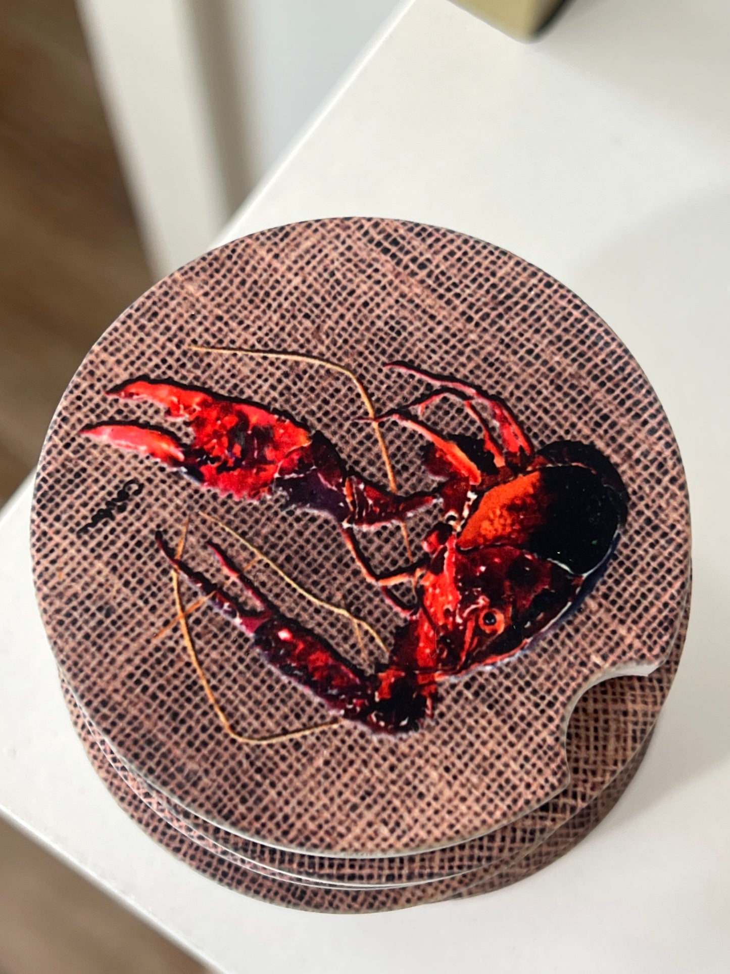 Crawfish Ceramic Car Coaster