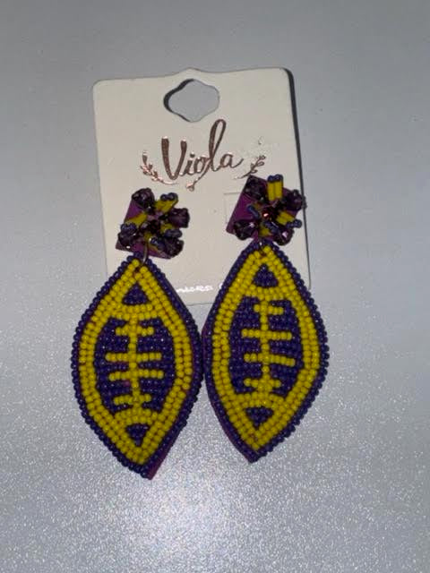 Beaded LSU Football Earrings