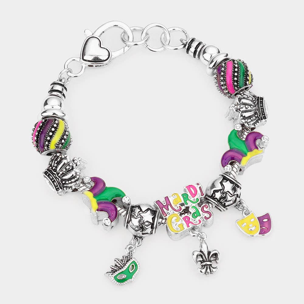 Mardi Gras Multi Bead Bracelet