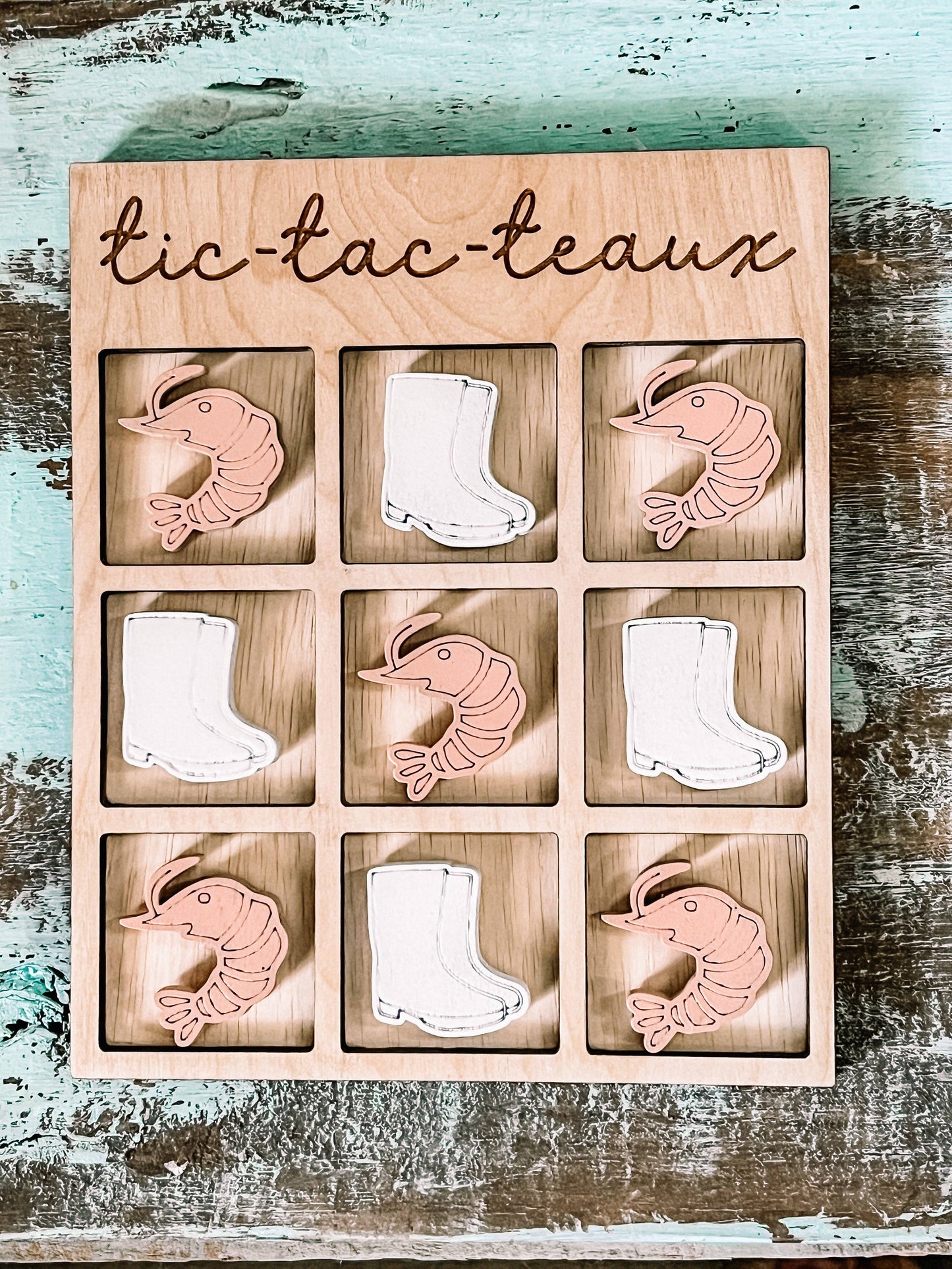 Tic Tac Teaux Shrimp and White Boots Tic Tac Toe Louisiana