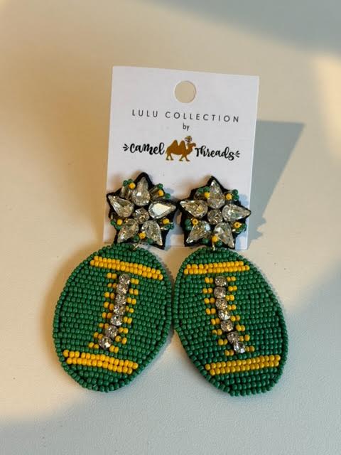 Green/Yellow Football Earrings