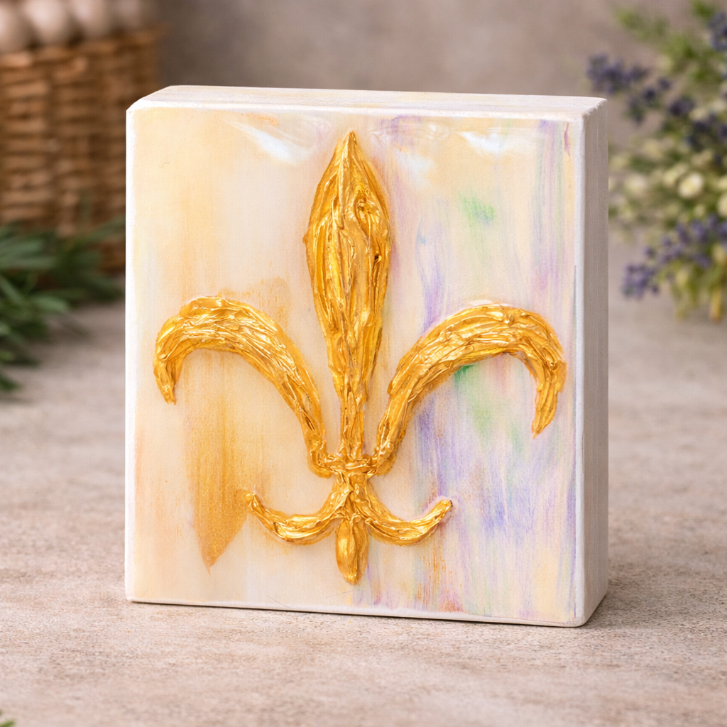 Hand-Painted Wood Block Decor