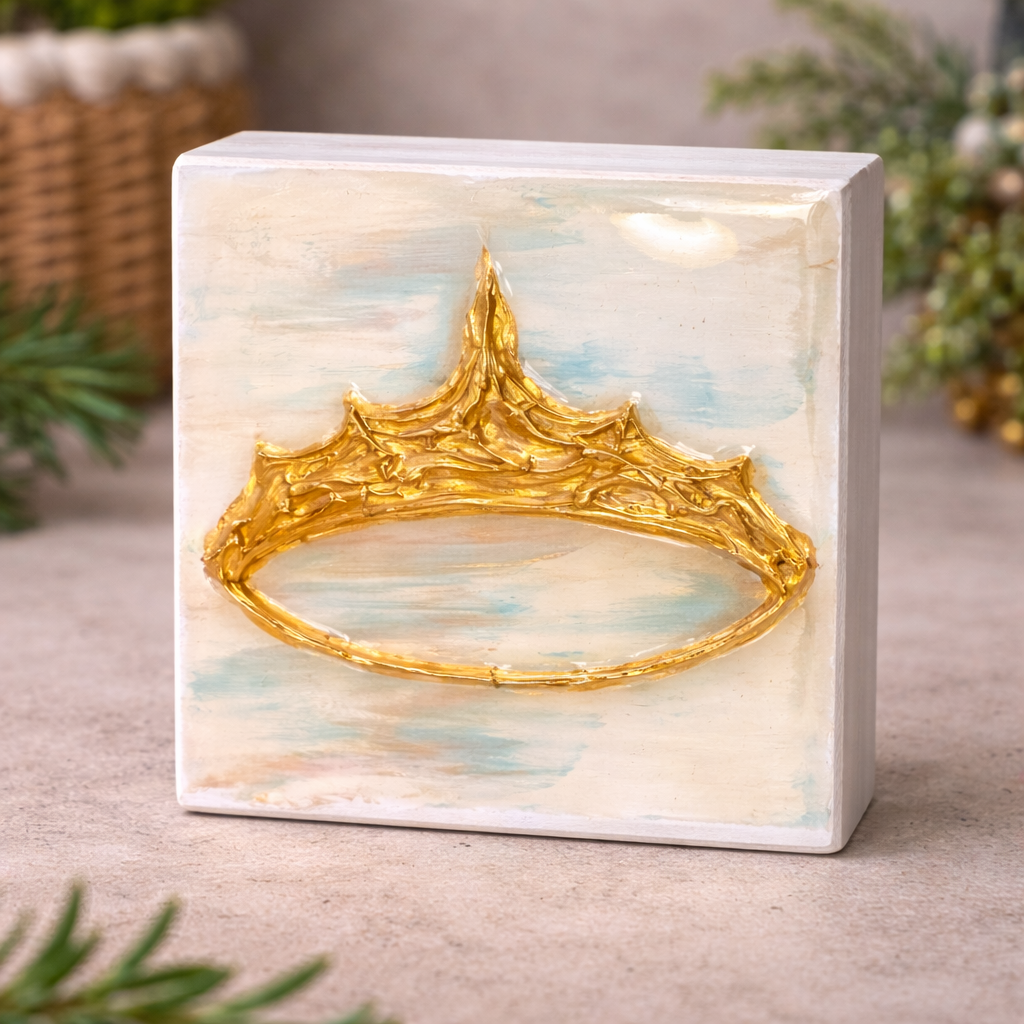 Hand-Painted Wood Block Decor