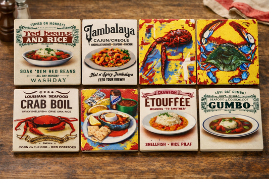 Cajun & Louisiana Ceramic Coaster – Multiple Designs