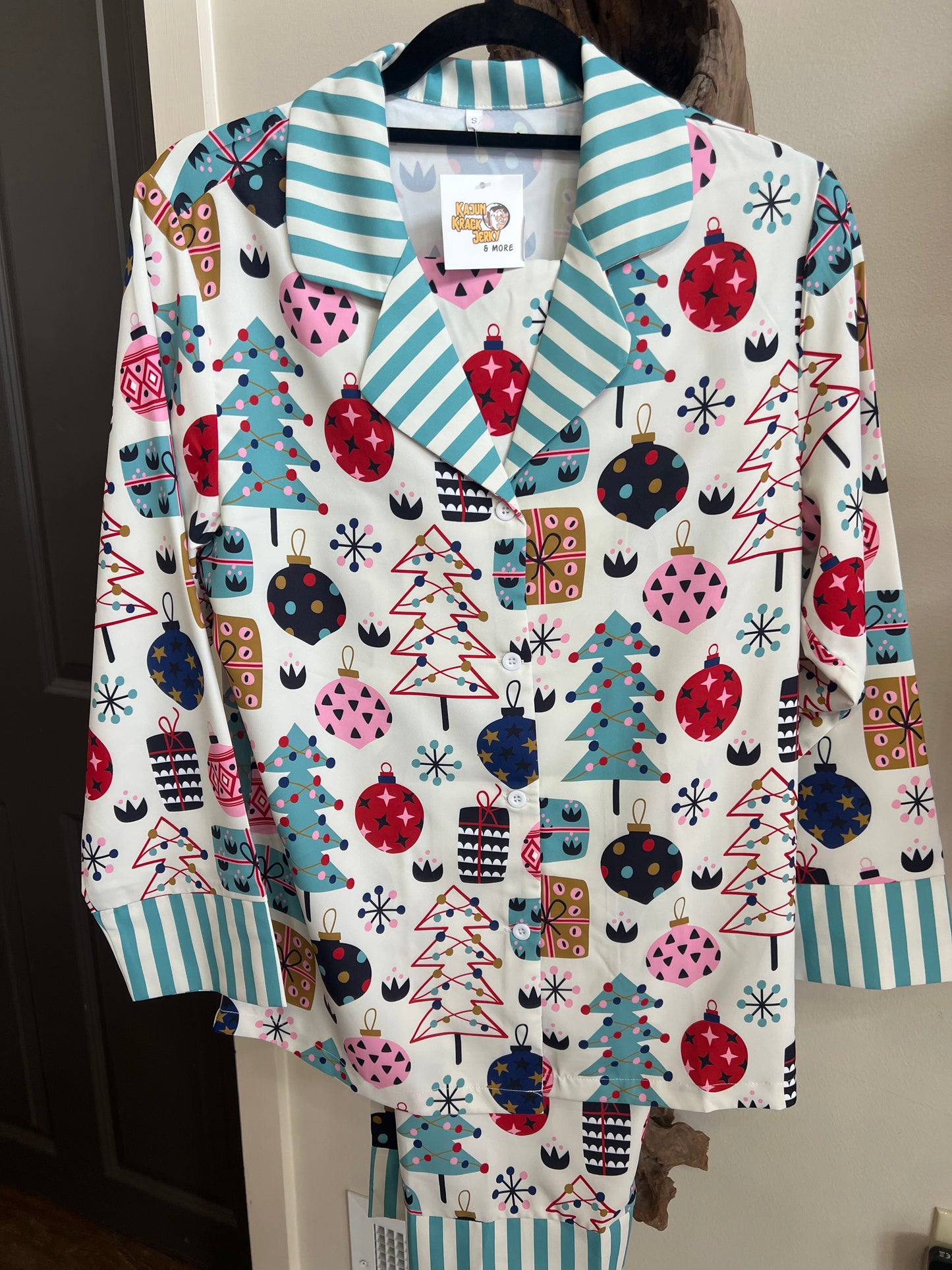 Christmas silk Pajama Set blue