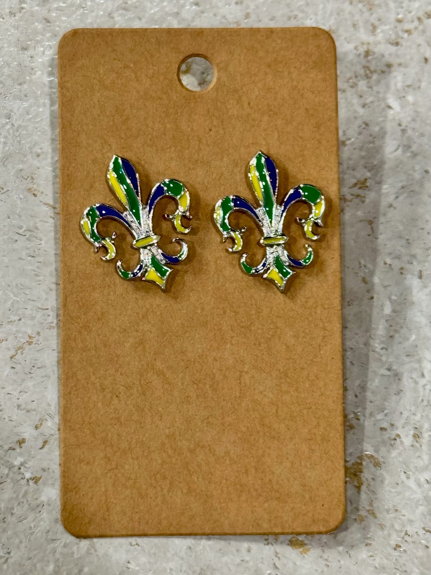 Fleuir De Leis Mardi Gras Stud Earrings