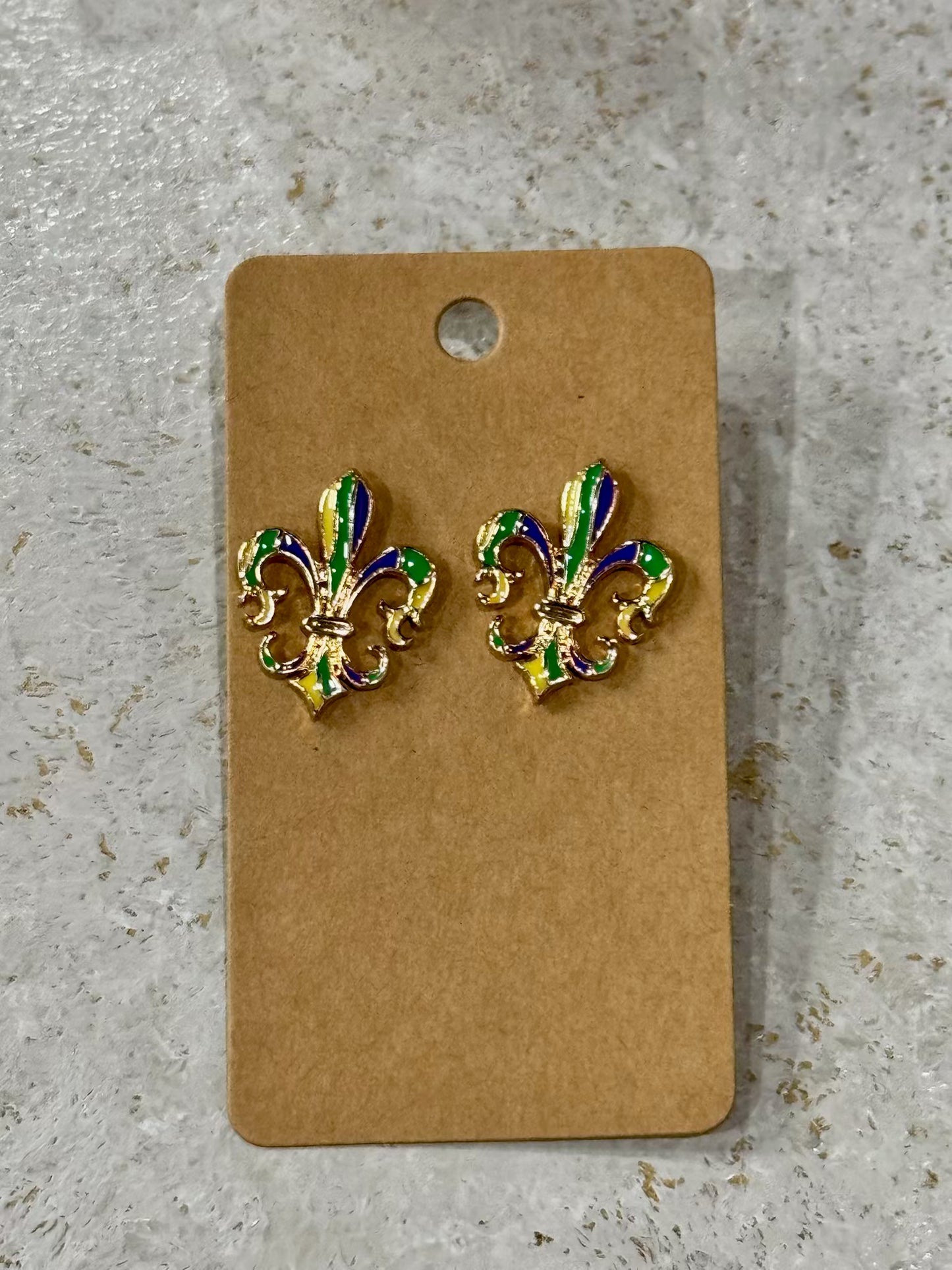 Fleuir De Leis Mardi Gras Stud Earrings