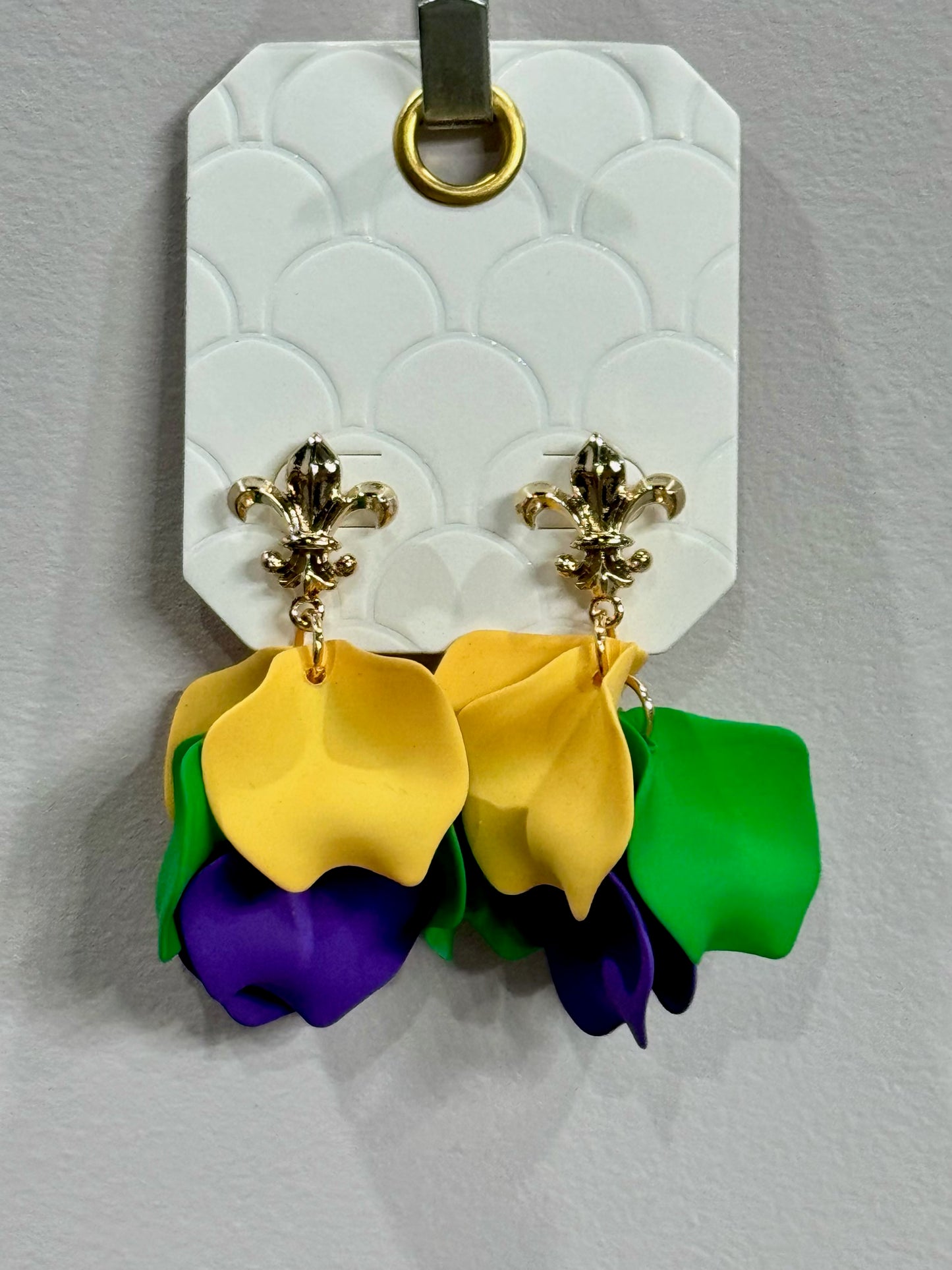 Mardi Gras Pom Earrings (gold)