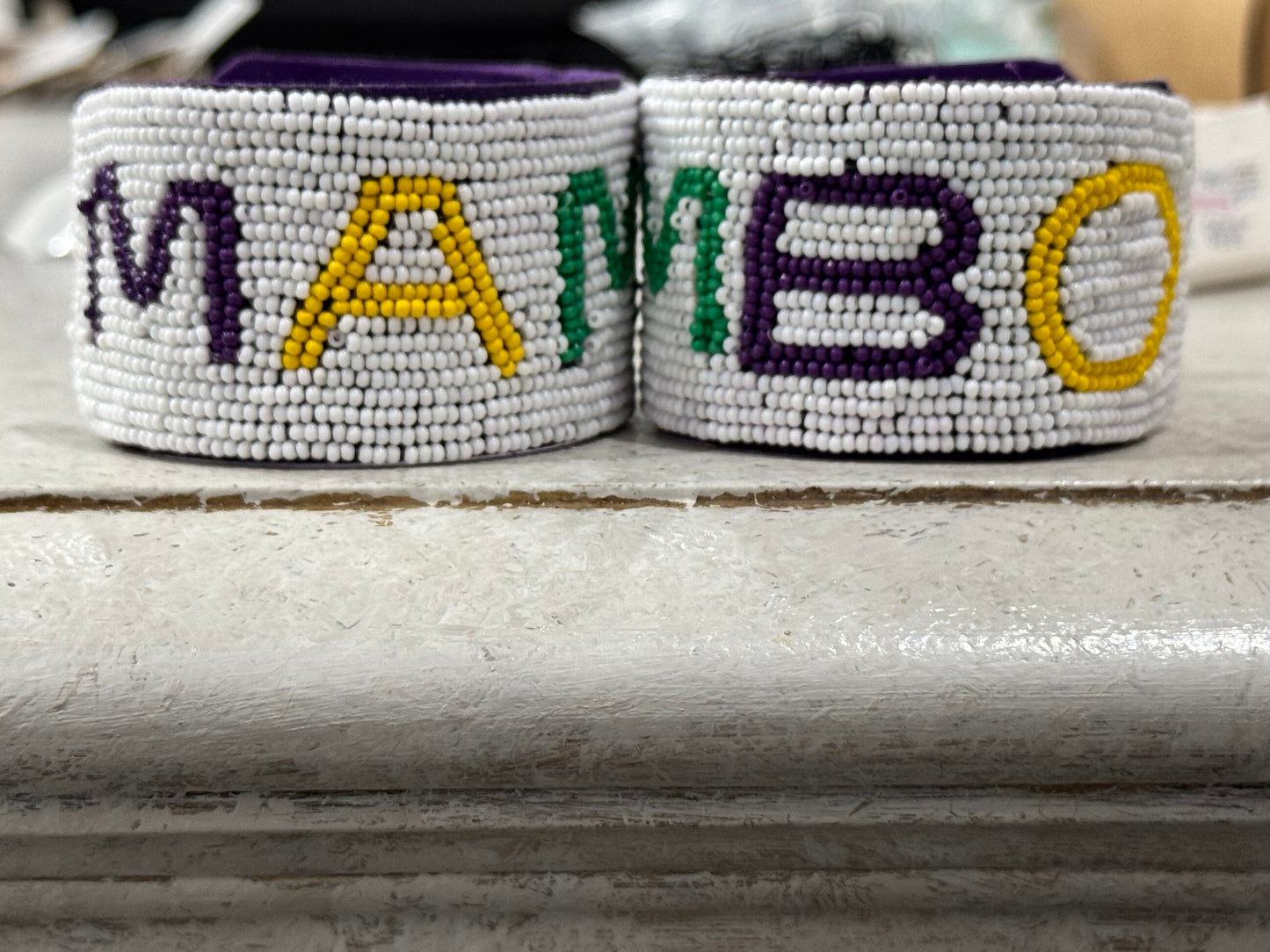 Mardi Gras Beaded Cuff Bracelets