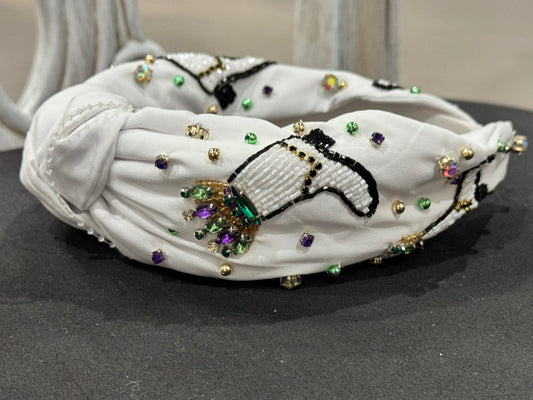 Boot Mardi Gras Beaded Head Band