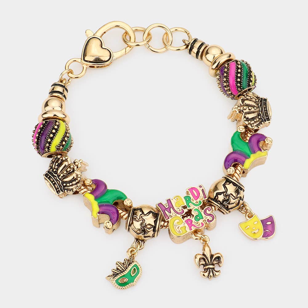 Mardi Gras Multi Bead Bracelet