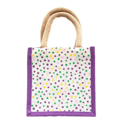 Krewe Polka Dot Petite Gift Tote   White/Purple/Green  7x7x5