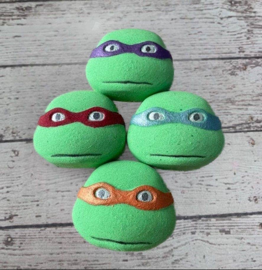 Turtle Bath Bomb, Ninja Face, Cartoon Bath Bomb, Bath Fizzy, Ninja Bath Bomb