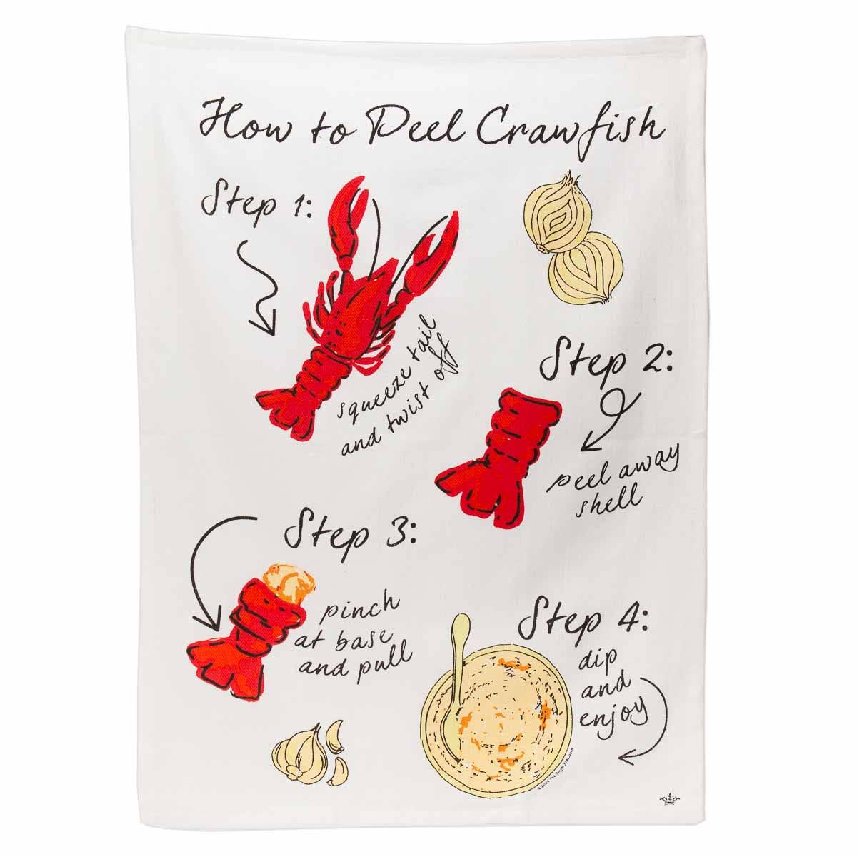 How to Peel Crawfish Hand Towel   White/Multi   20x28