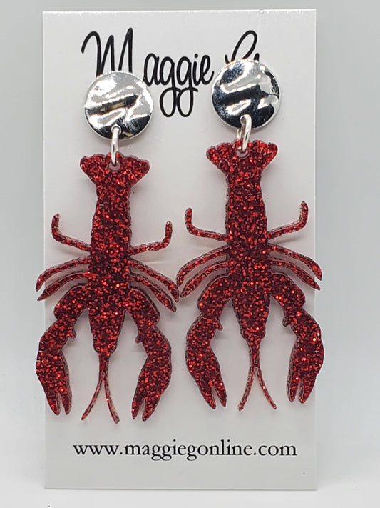 Crawfish Acrylic Earrings Seafood Earrings Crawfish