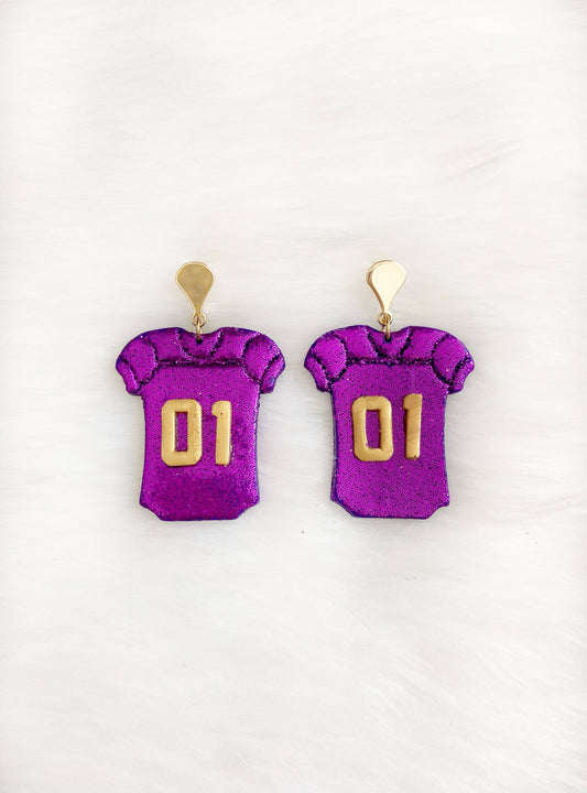 Purple #1 Fan Jersey Earring