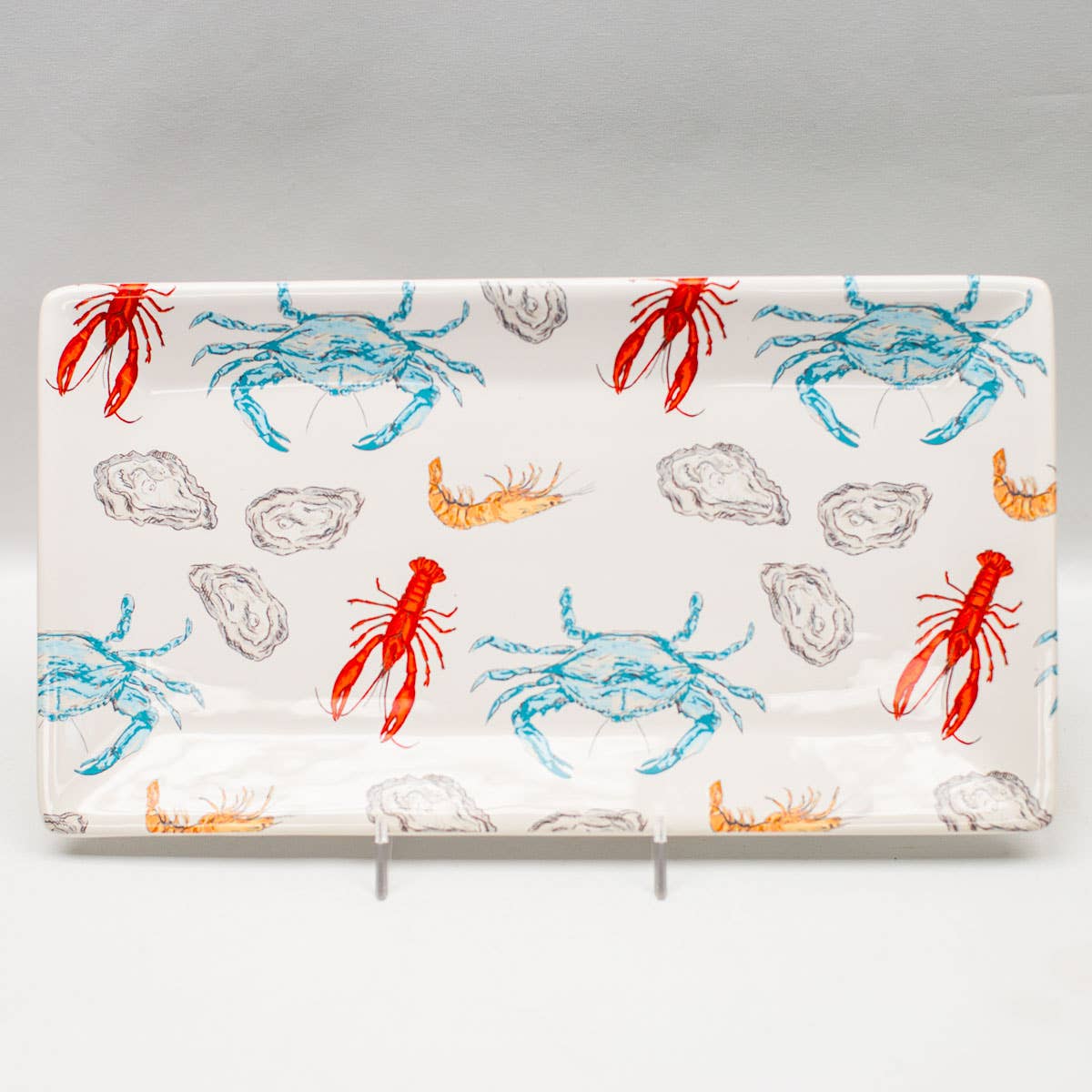 Coastal Seafood Rectangle Platter   White/Multi   12x6.5