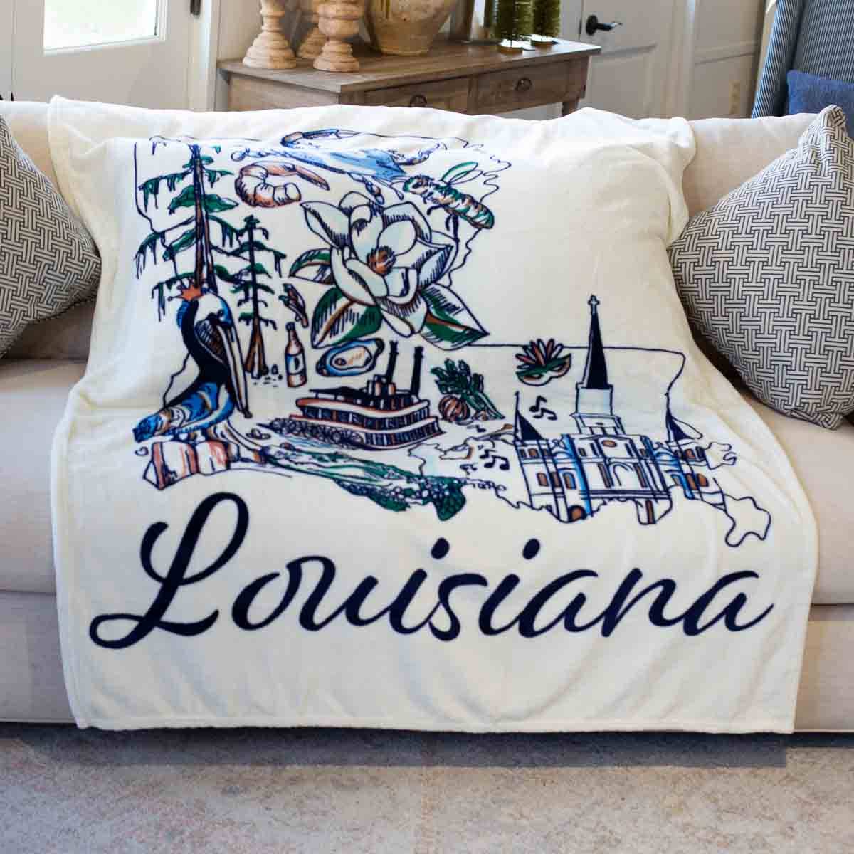 Louisiana Love Throw   Soft White/Multi   50x60