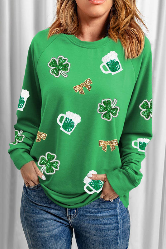 St Patrick Sequin Patch Graphic Drop Shoulder Sweatshirt